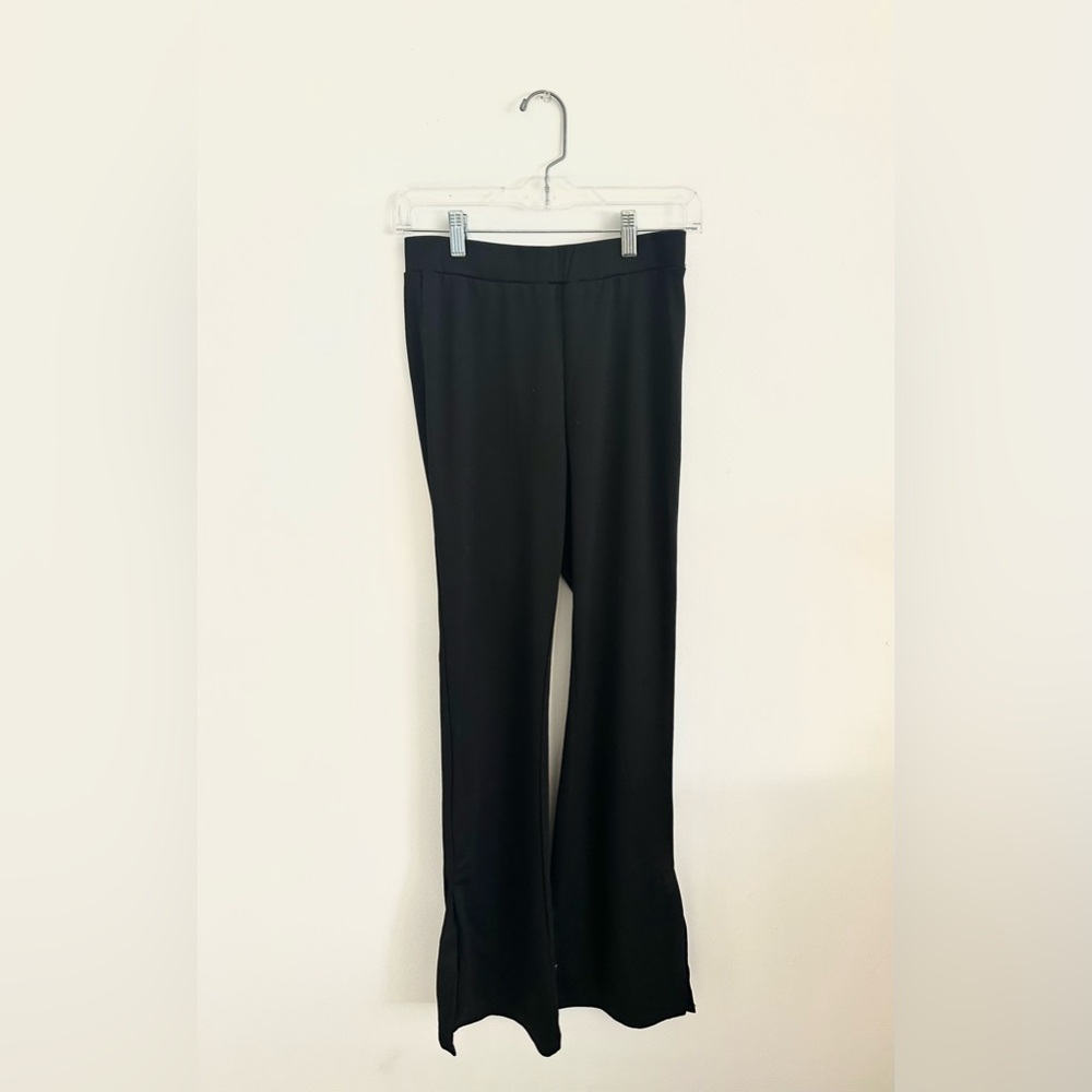 VILA Black Flare Pants With Split Hem Size Medium - Picture 7 of 8